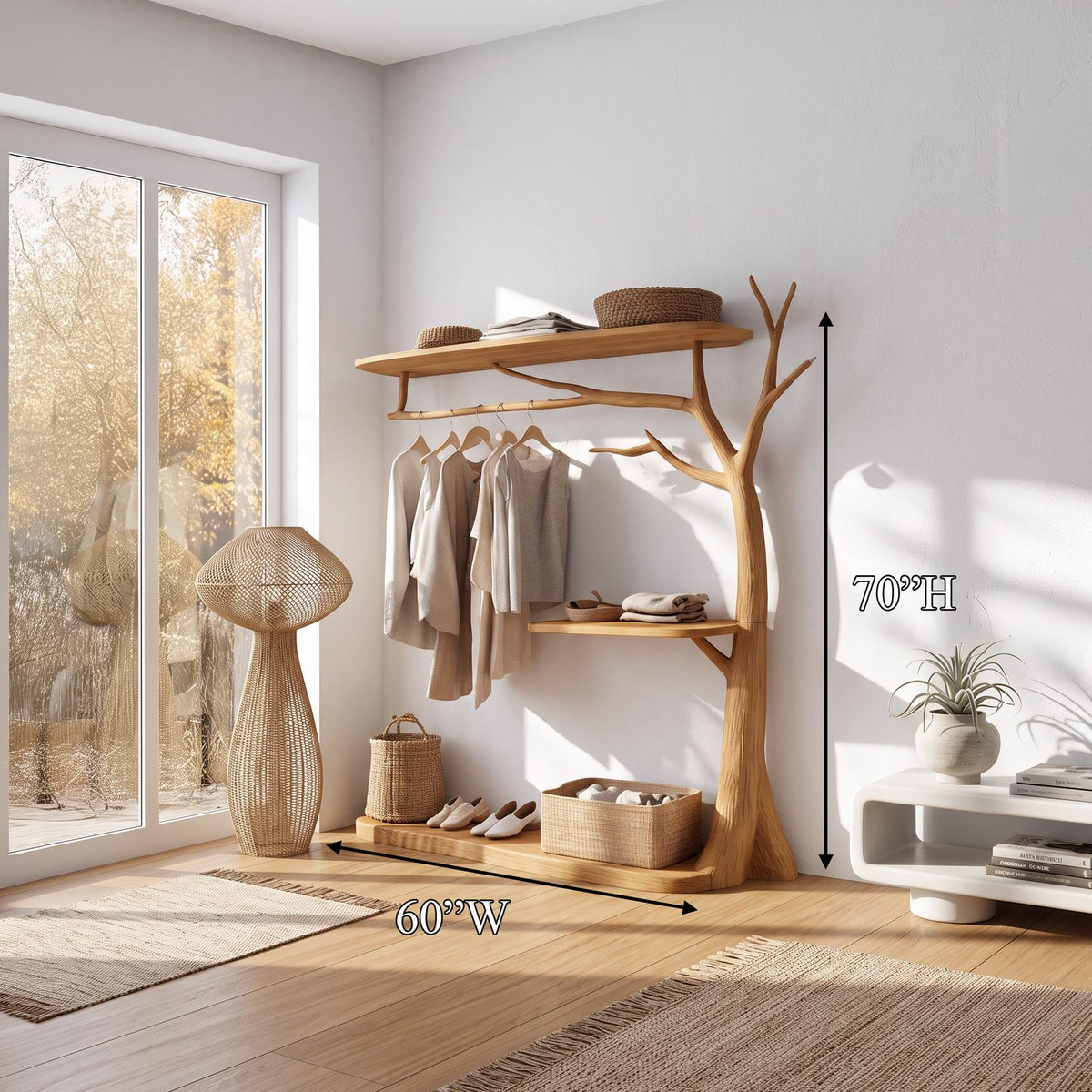 Rustic Wardrobe Rack Entryway Mudroom Storage