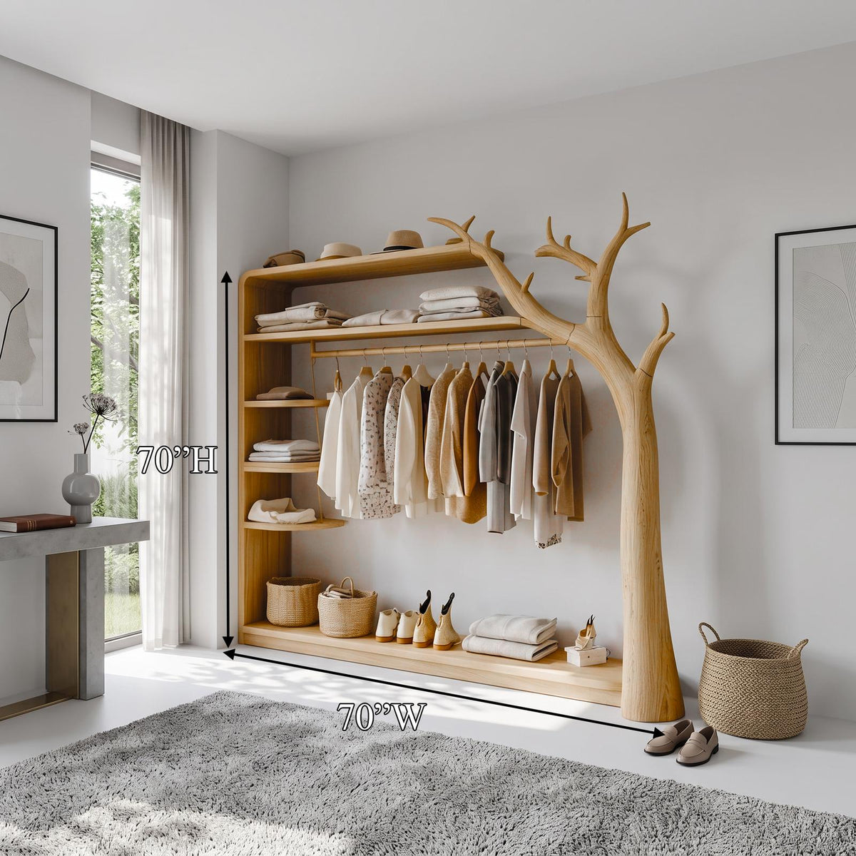 Rustic Tree Wardrobe Rack Bedroom Or Entryway Closet Storage