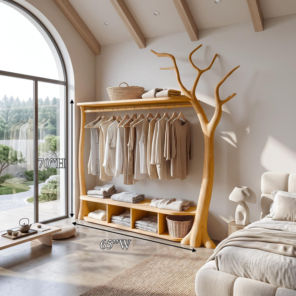 Rustic Tree Clothing Stand Bedroom Mudroom Entryway