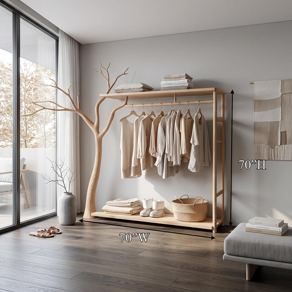 Rustic Clothing Shelf Rack Entryway Bedroom