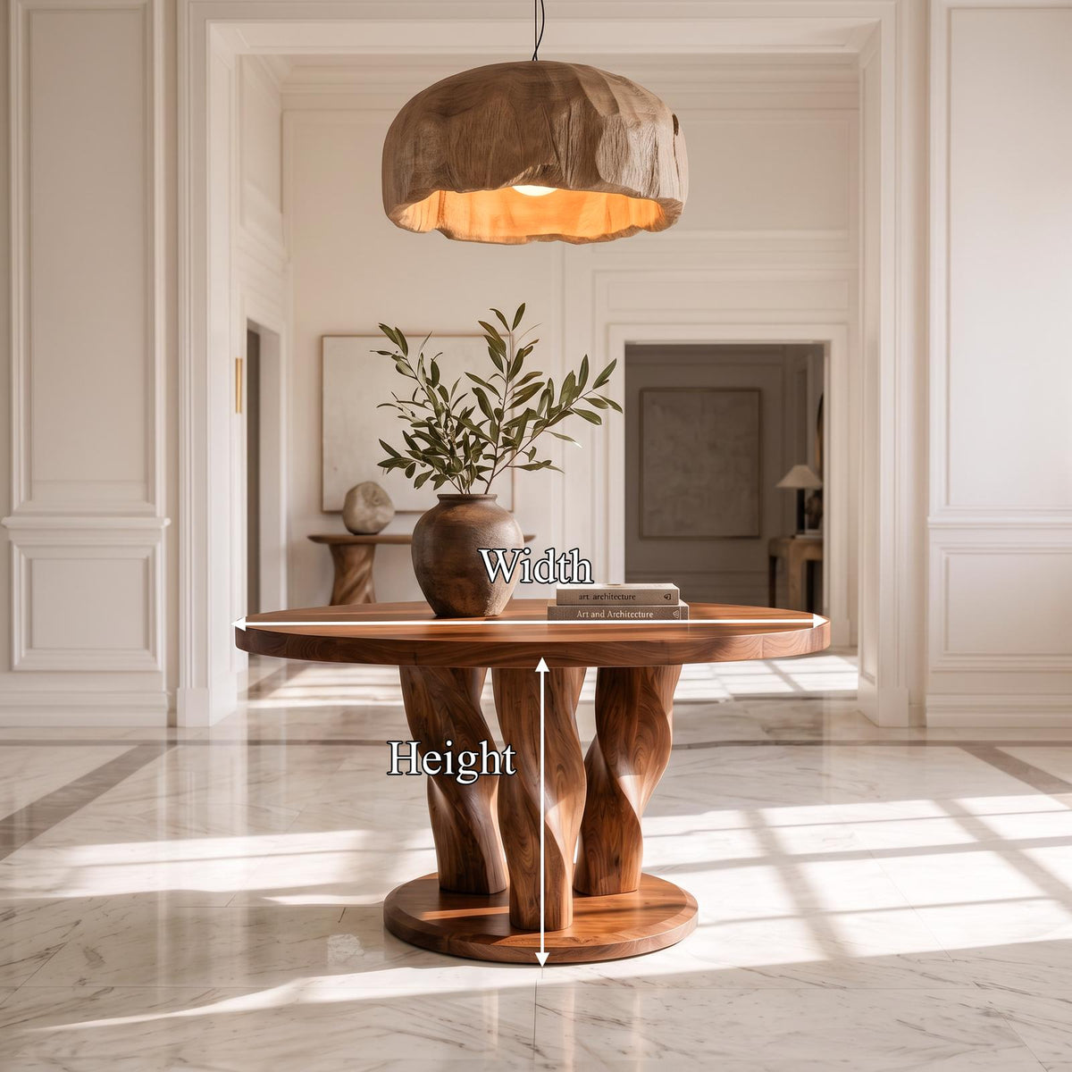 Rustic Round Entryway Table With Twisted Tree Inspired Design For Foyer And Entryway