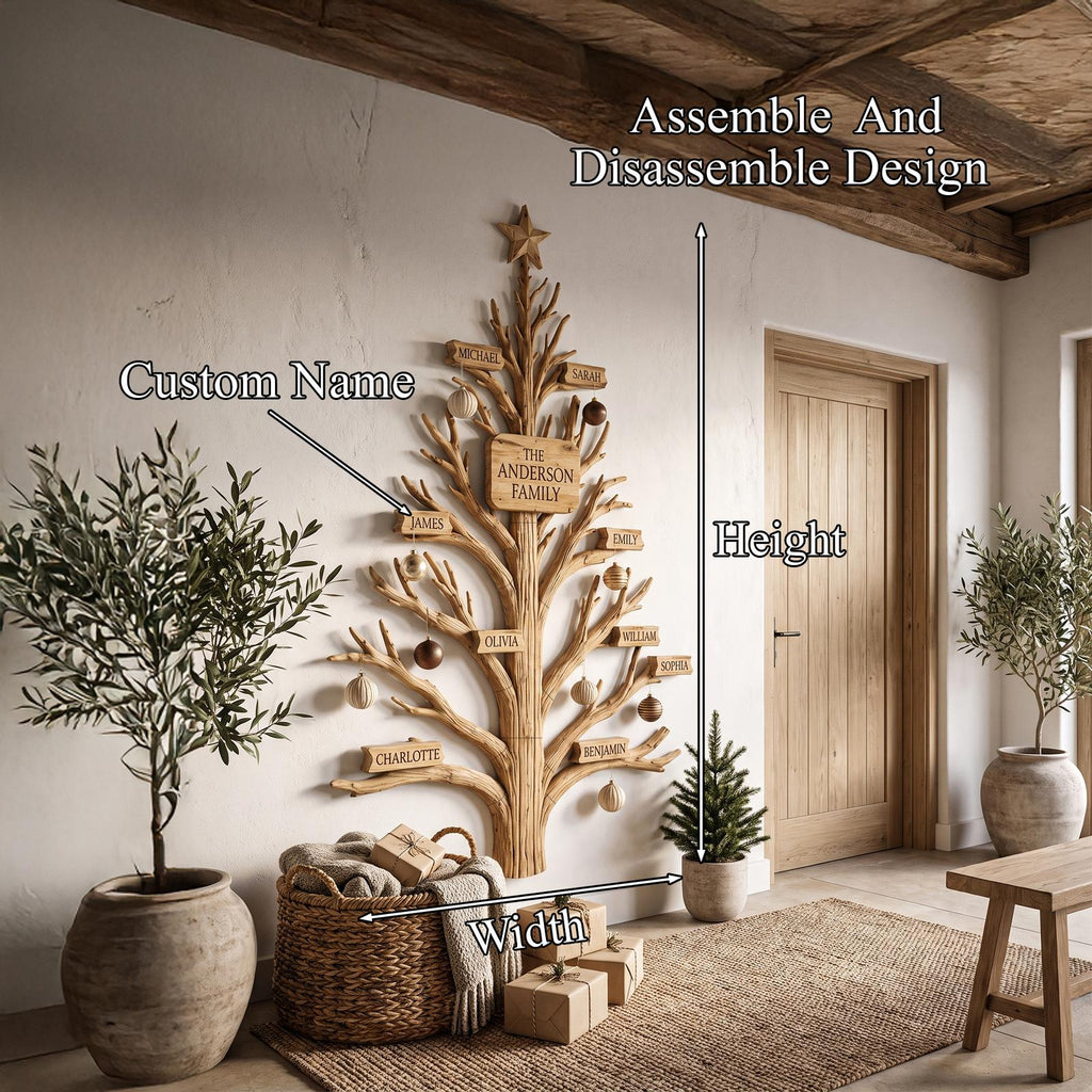 Rustic Family Tree Wall Decor With Personalized Family Name For Entryway And Living Room