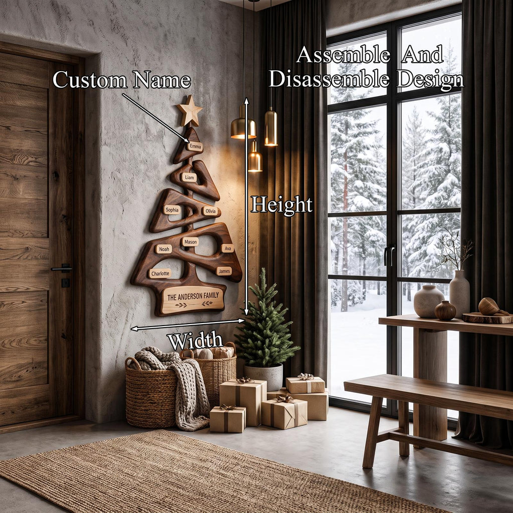 Organic Family Tree Wall Art With Custom Family Name Sign For Living Room And Foyer