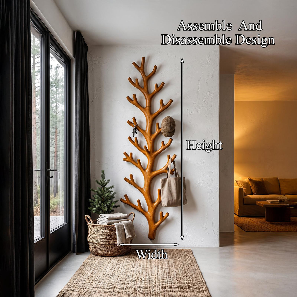 Sculptural Tree Coat Rack Wall Mounted Design For Entryway Hallway