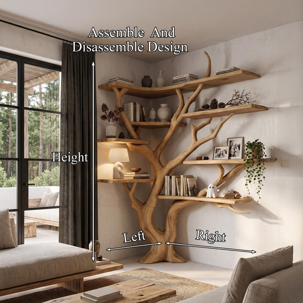 Modern Corner Tree Bookshelf With Asymmetrical Shelves For Living Room SINLHATB777