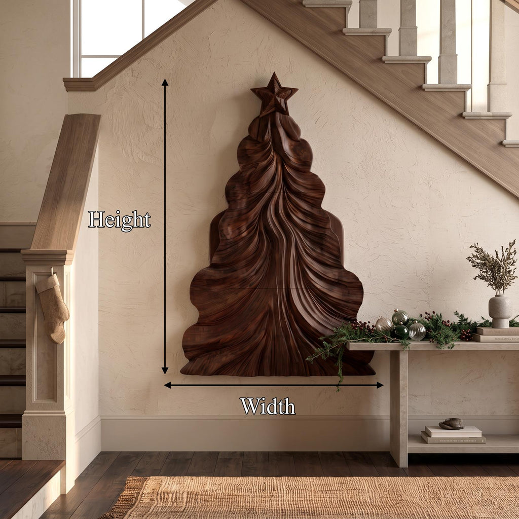Contemporary Wooden Christmas Decor With Curved Openwork Design For Living Room