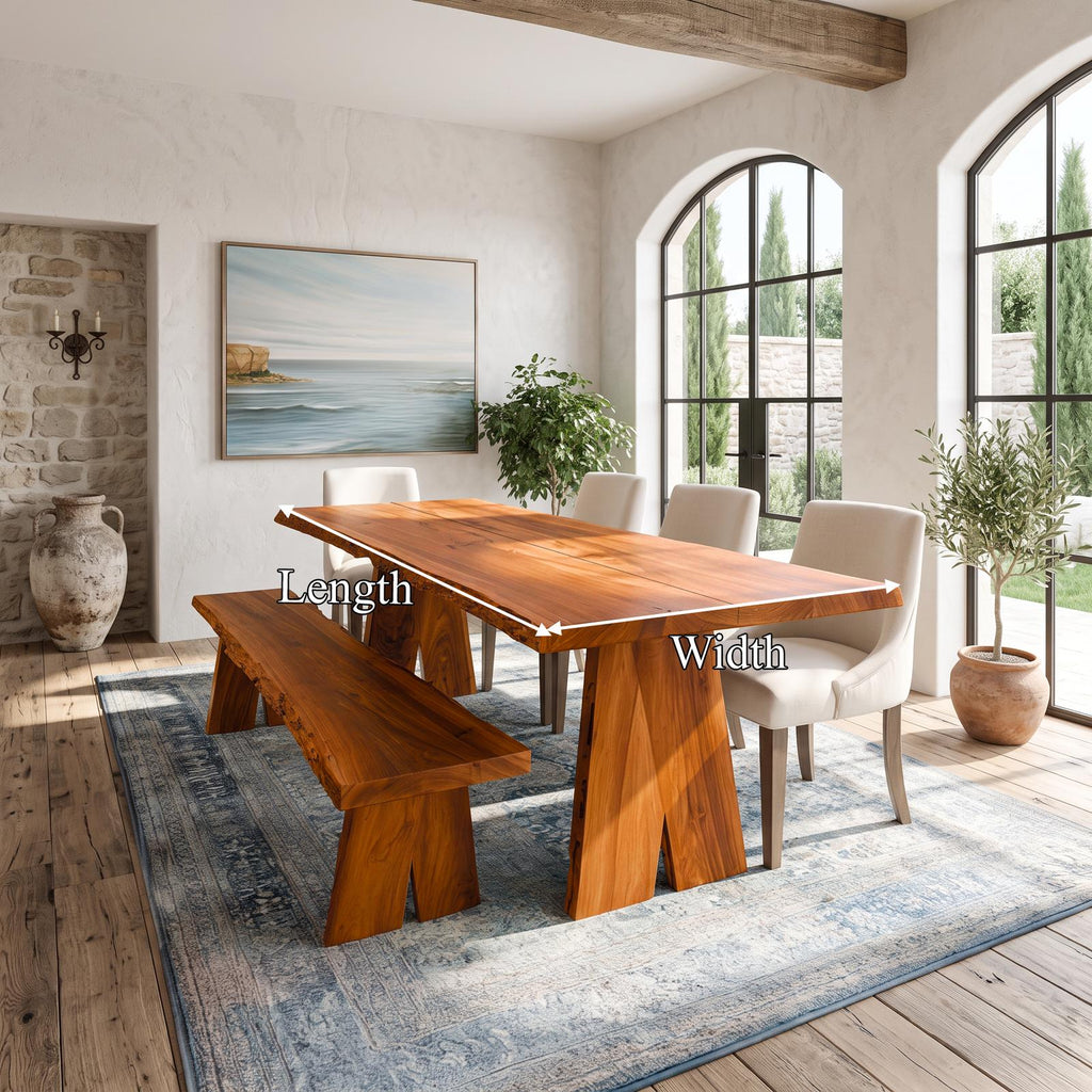 Rustic Solid Wood Dining Table, Farmhouse Wooden Kitchen & Dining Room Dinner Table, Model