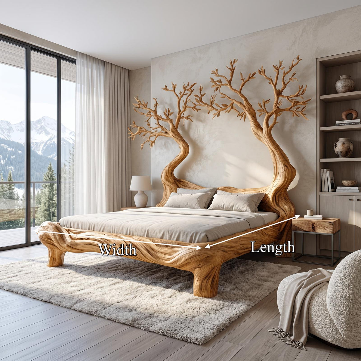 Rustic Tree Inspired Bed Organic Nature Bedroom SINLSAWB073