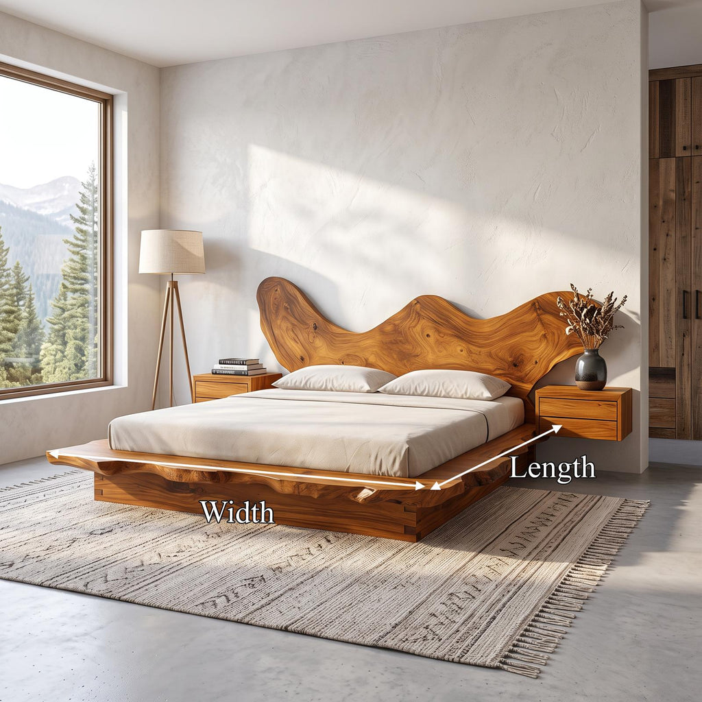 Rustic Bedroom Solid Wood Platform Bed