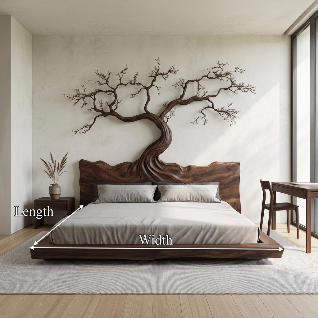 Rustic Bedroom Wooden Platform Bed Frame SINLSAWB079