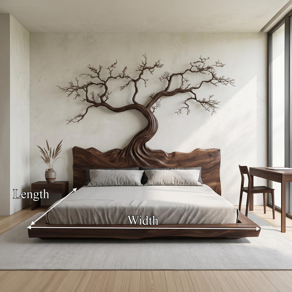 Rustic Bedroom Wooden Platform Bed Frame SINLSAWB079
