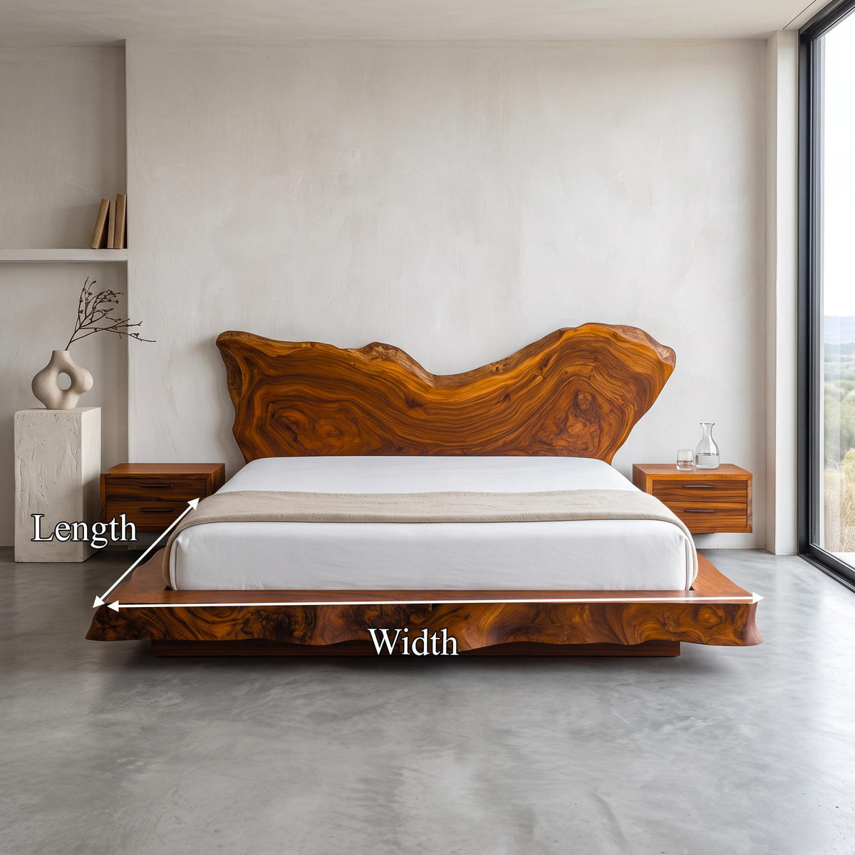 Mid Century Bedroom Solid Timber Bed SINLSAWB080