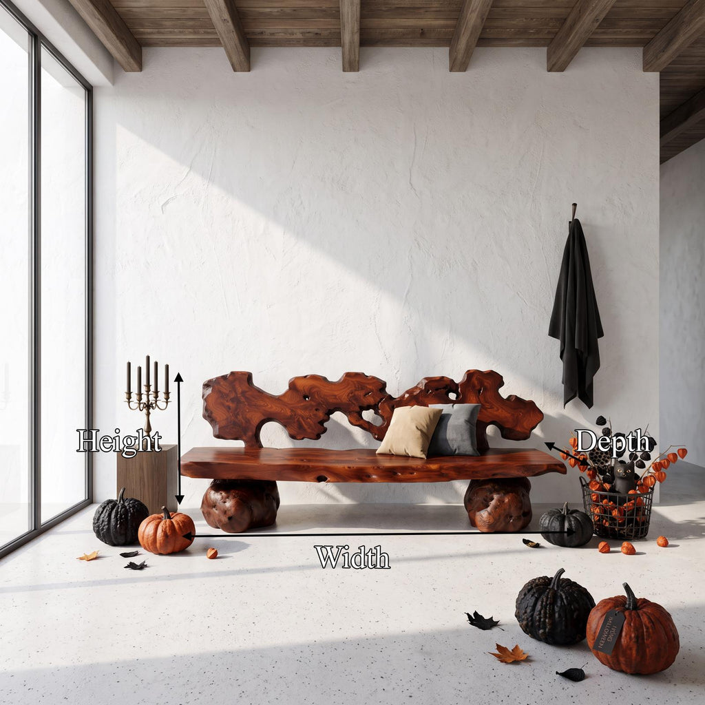 Contemporary Halloween Garden Bench With Interwoven Branch Design For Patio SINLSAGDB011
