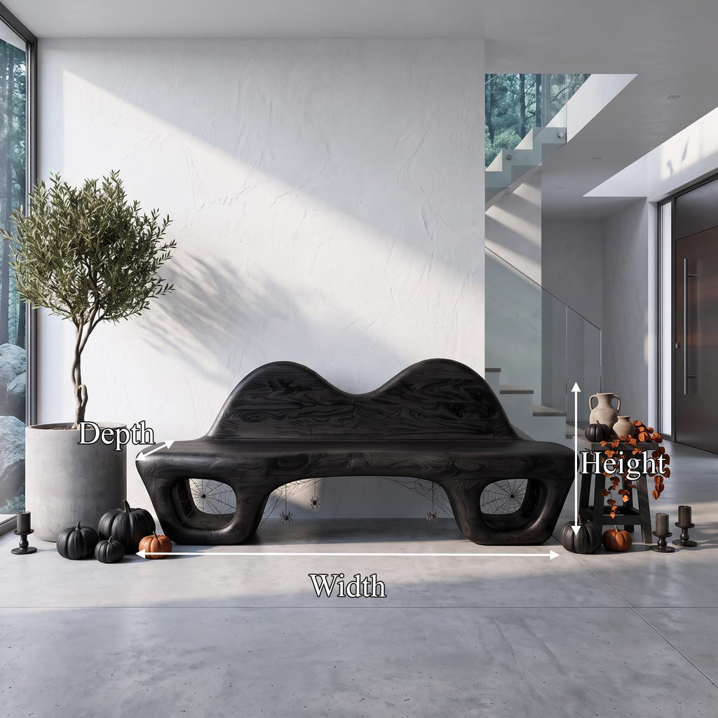 Gothic Halloween Accent Bench With Dramatic Rounded Silhouette For Hallway