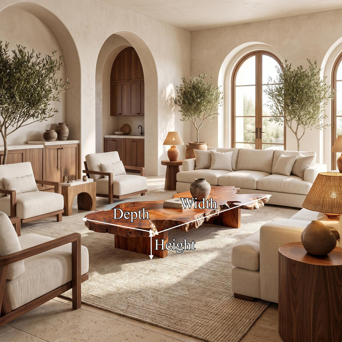 Organic Coffee Table With Natural Grain Top And Minimalist Legs For Living Room