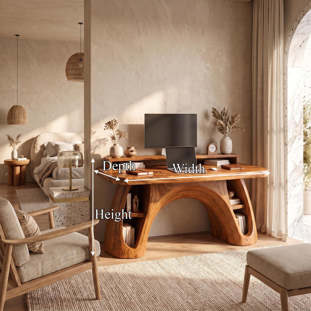 Contemporary Office Desk With Raised Monitor Platform For Workspace