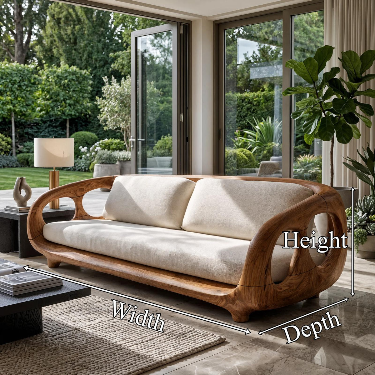Modern Sculptural Sofa For Living Room And Sunroom