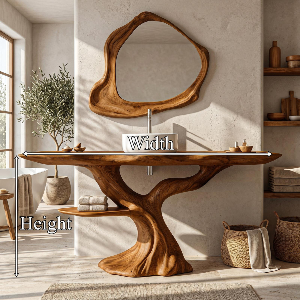 Rustic Bathroom Vanity With Bold Tree Root Design For Bathroom