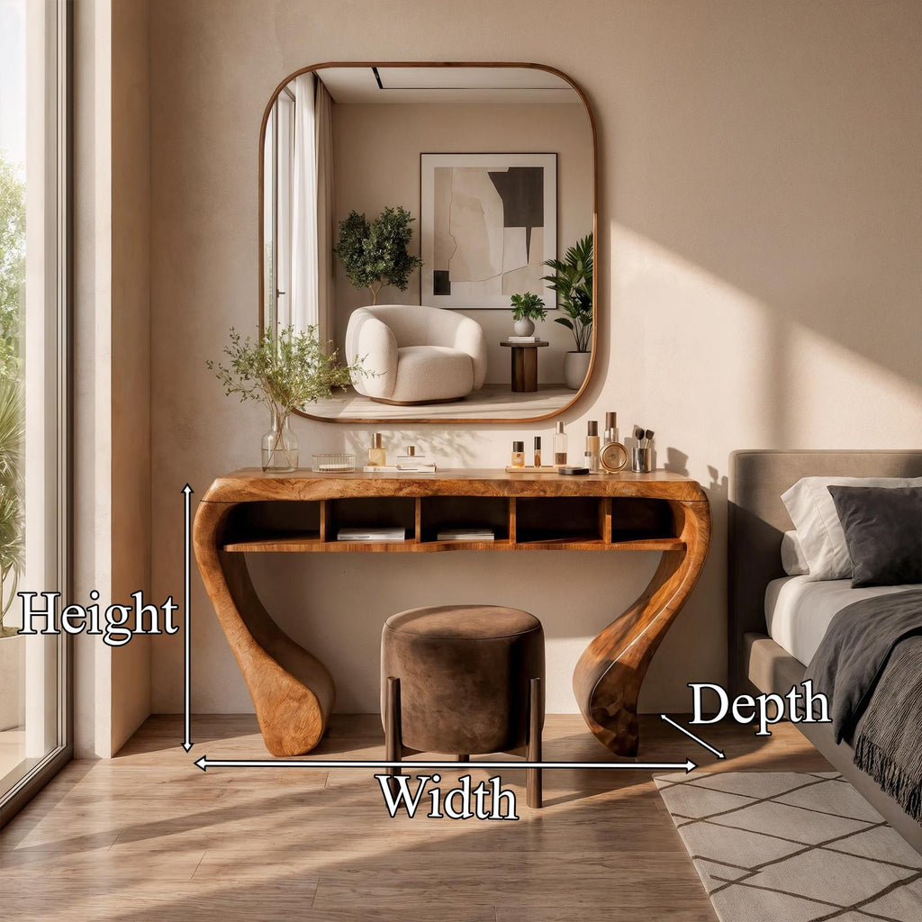 Rustic Dressing Table With Open Drawer Storage For Bedroom And Dressing Room SINLKIMKV096