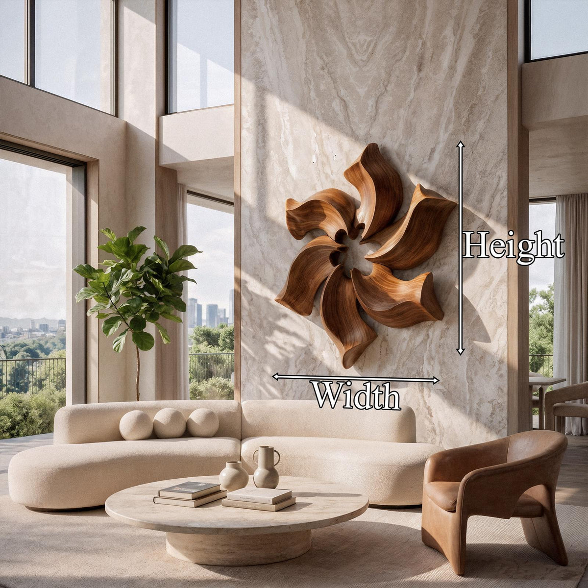 Sculptural Pinwheel Flower Wall Decor For Living Room And Foyer SINLKIWA164
