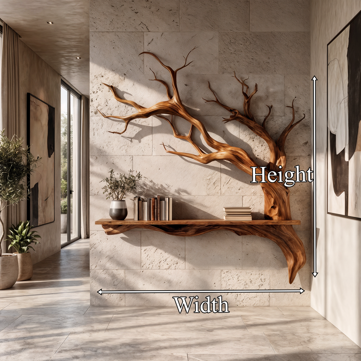 Rustic Tree Branch Wall Shelf Natural Artistic Home Decor