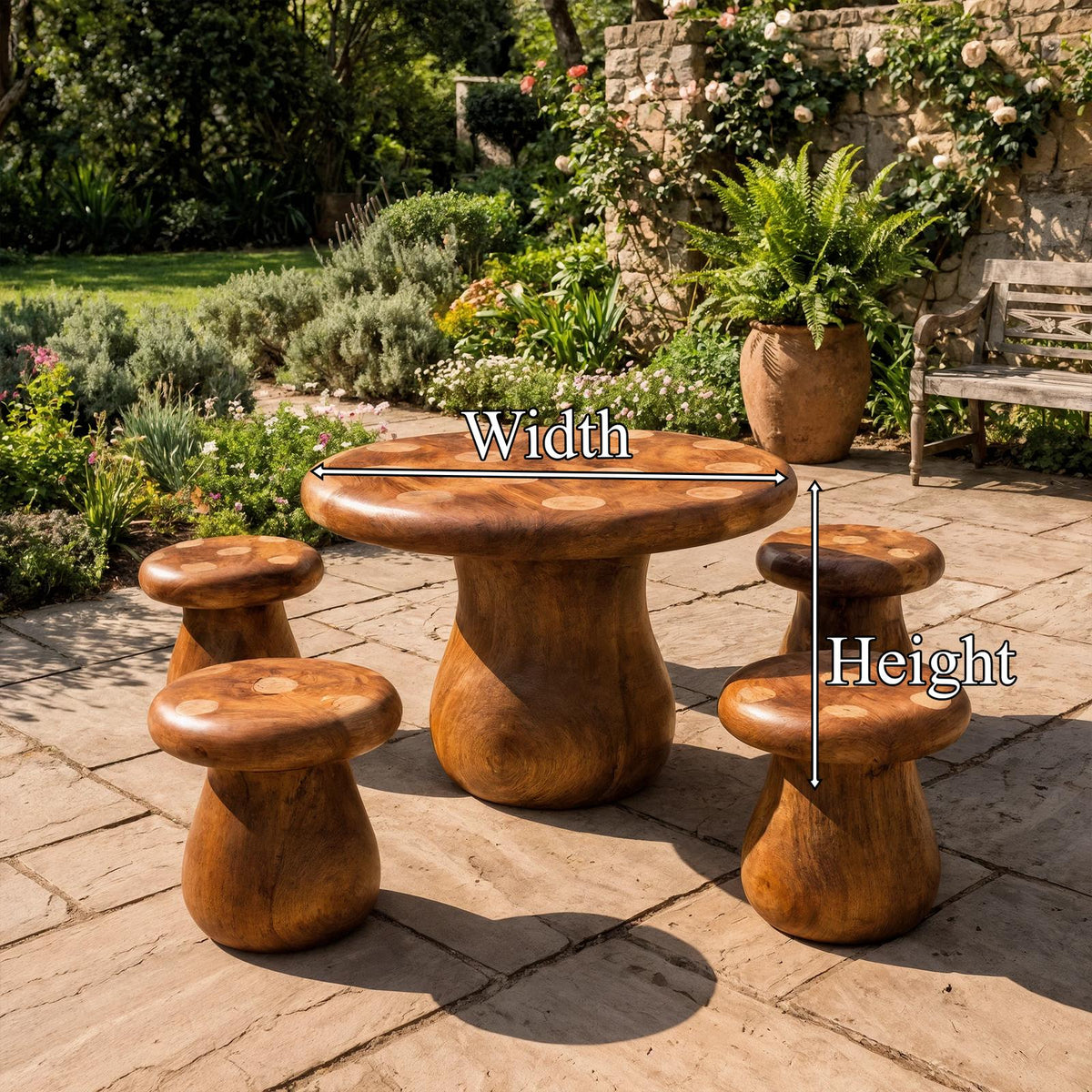 Rustic Round Dining Table With Tree Stump Design For Garden And Patio SINLKIDN218