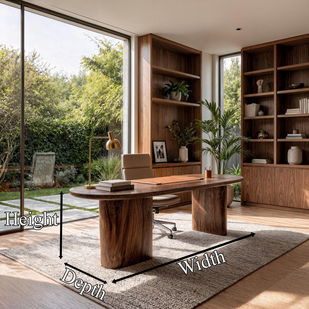 Organic Wooden Desk, Unique Sculptural Solid Wood Writing Desk for Living Room & Home Office