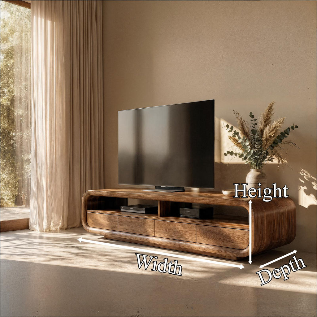 Rustic TV Cabinet, Solid Wood Media Console credenza with Storage Cabinets for Living Room