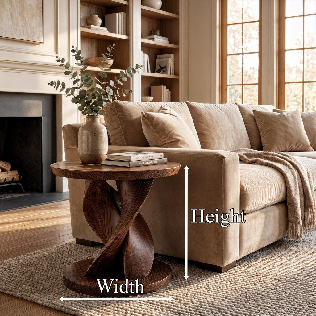 Modern Organic Side Table, Handcrafted Solid Wood End Table & Nightstand for Living Room Bedroom