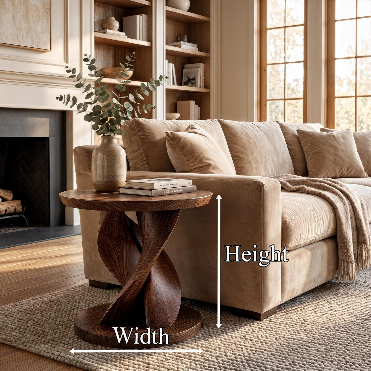 Modern Organic Side Table, Handcrafted Solid Wood End Table & Nightstand for Living Room Bedroom