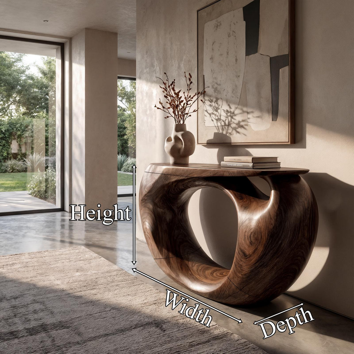 Console Table Organic Hollow Base Design For Entryway SINLKICS682