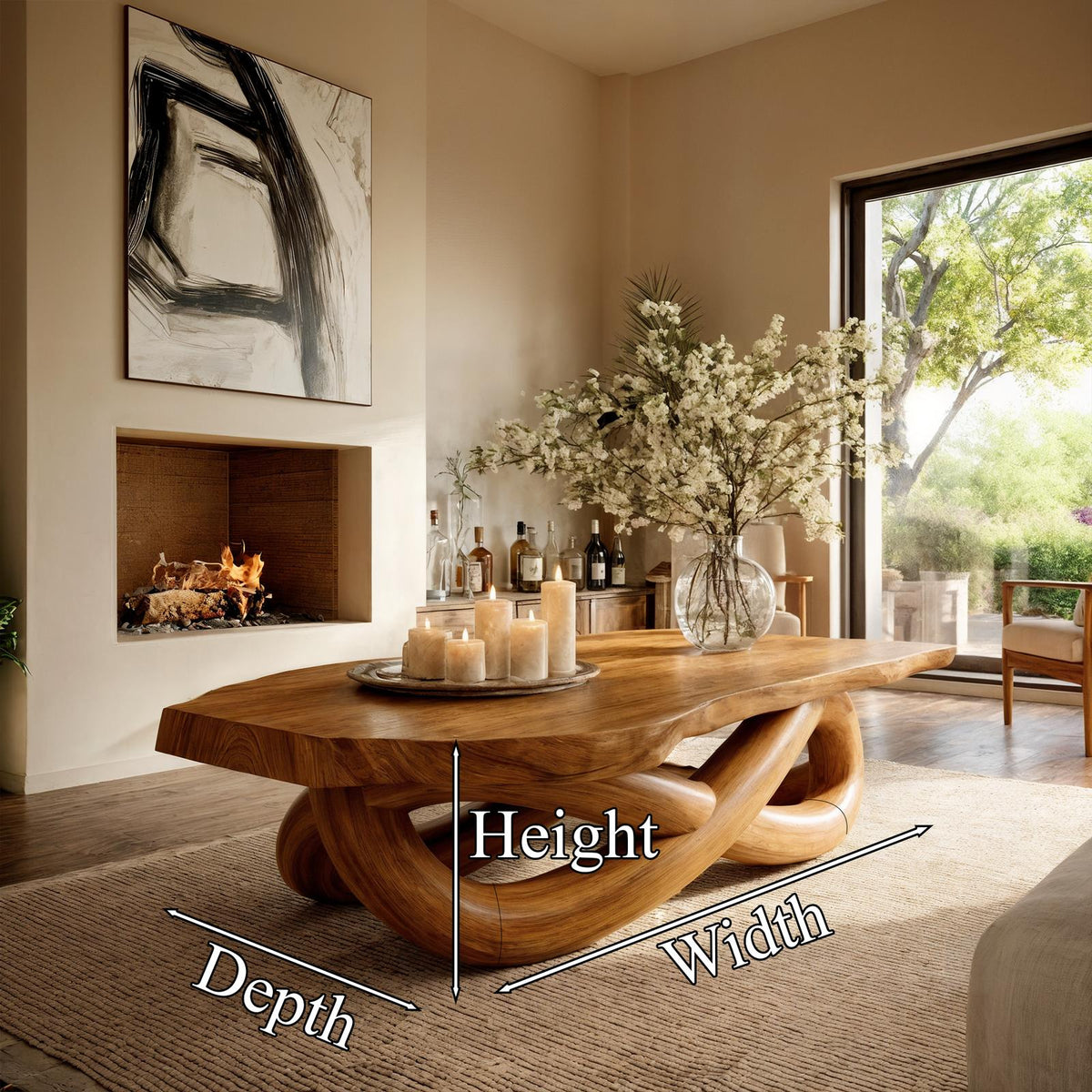 Modern Coffee Table With Twisted Sculptural Base For Living Room
