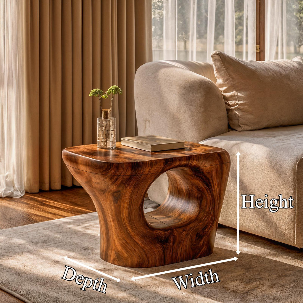 Rustic Beside Table, Handcrafted Solid Wood Bedroom Nightstand & Living Room Accent End Table