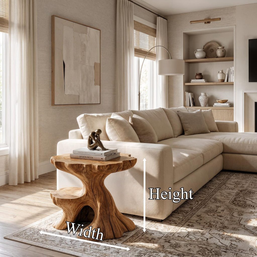Farmhouse Side Table, Rustic Solid Wood End Table & Accent Nightstand with Storage for Living Room