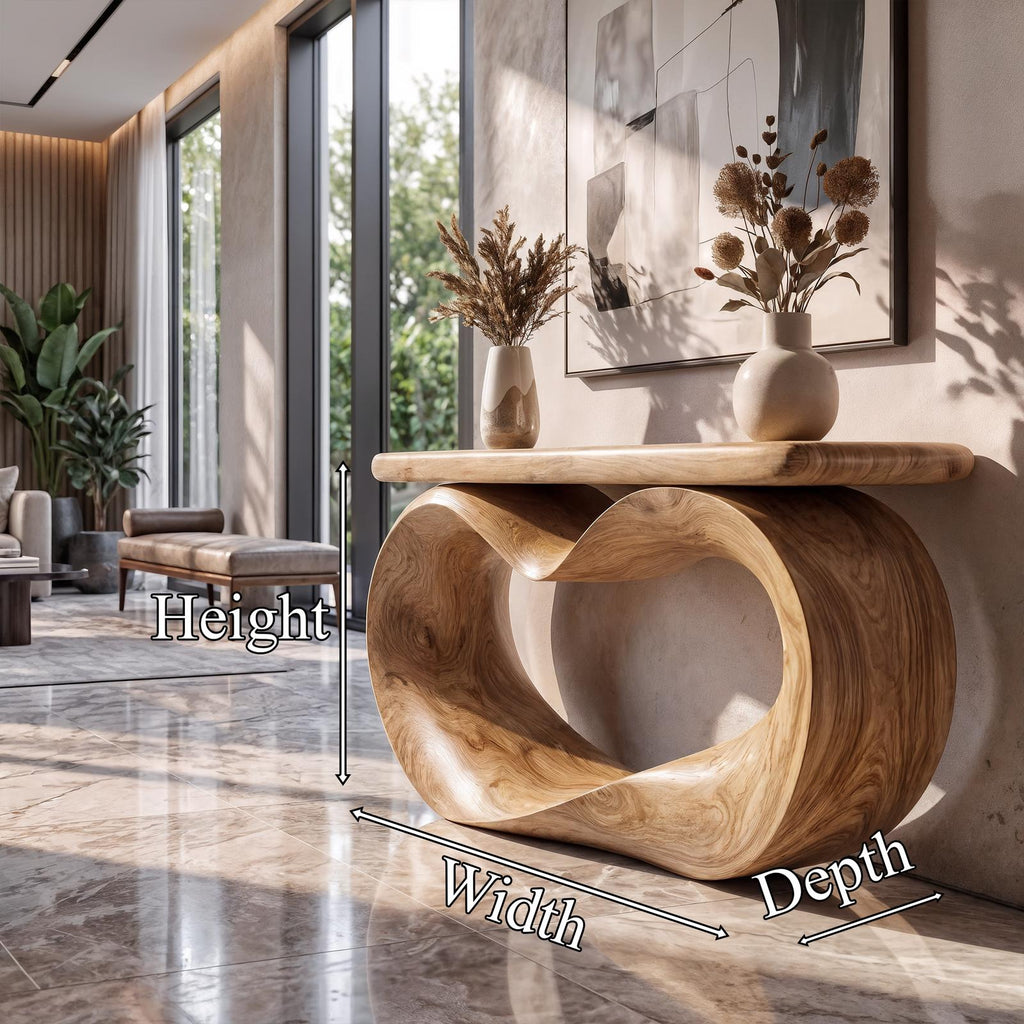Sculptural Console Table Hollow Oval Base Design For Entryway Foyer Hallway SINLKICS686