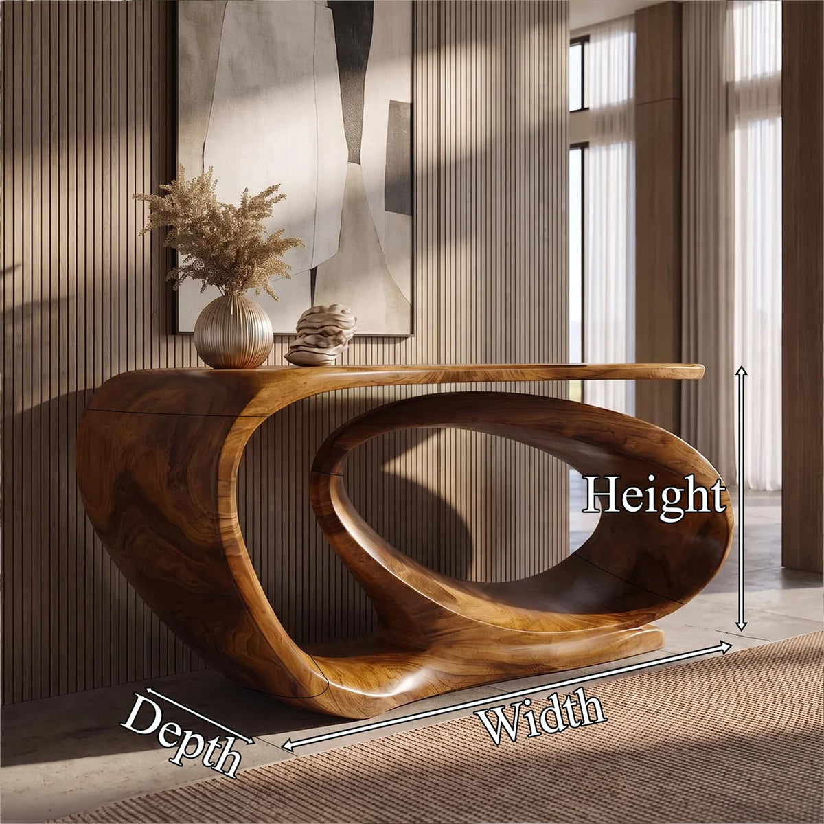 Console Table Sculptural Open Loop Base For Entryway Foyer Hallway SINLKICS687