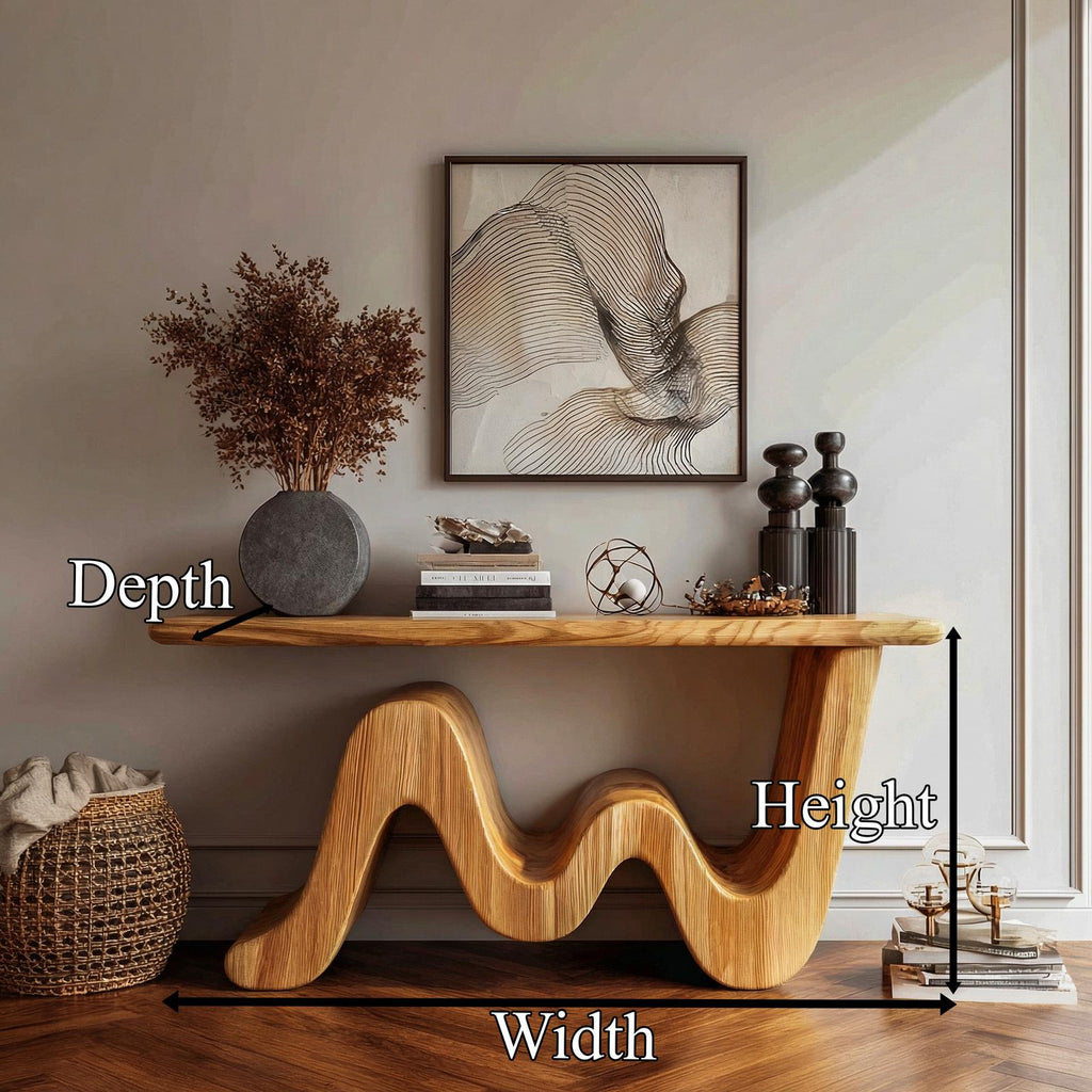 Wave Console Table Solid Wood Soft Curved Shape Living Room And Entryway