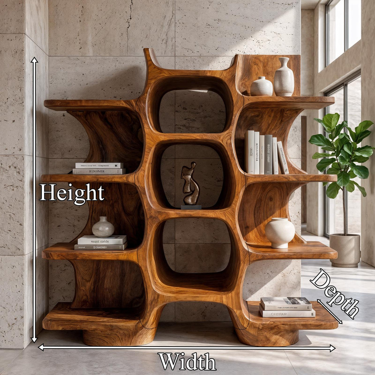 Minimalist Bookshelf Handcrafted Solid Wood Shelves For Home Office