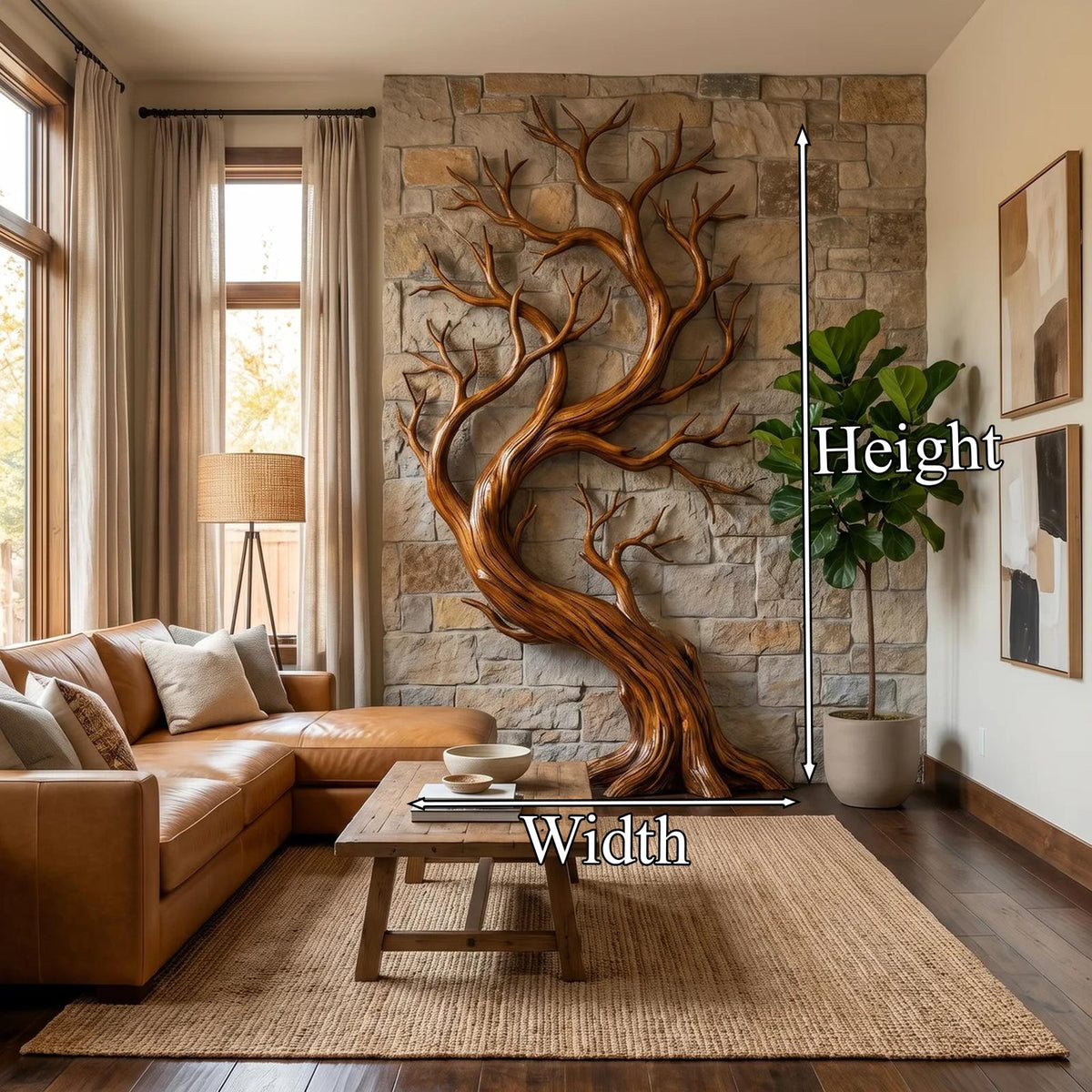 Rustic Tree Wall Art Sculpture Living Room And Hallway