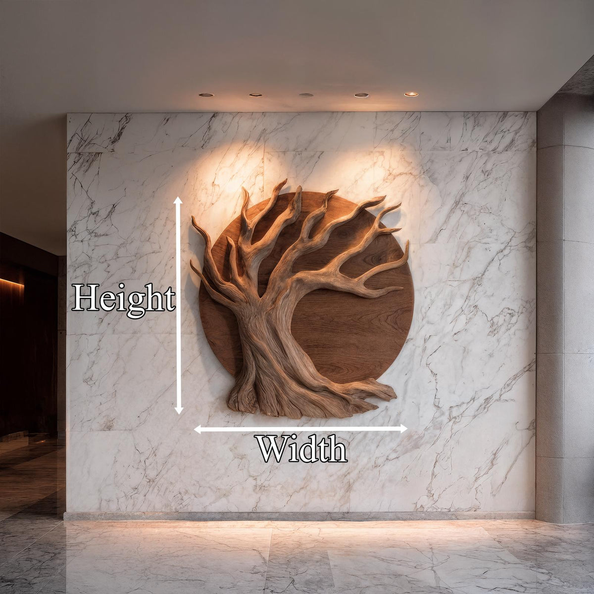 Sculptural Tree Wall Decor, Organic Circular Design Handcrafted Wooden Wall Art Accent