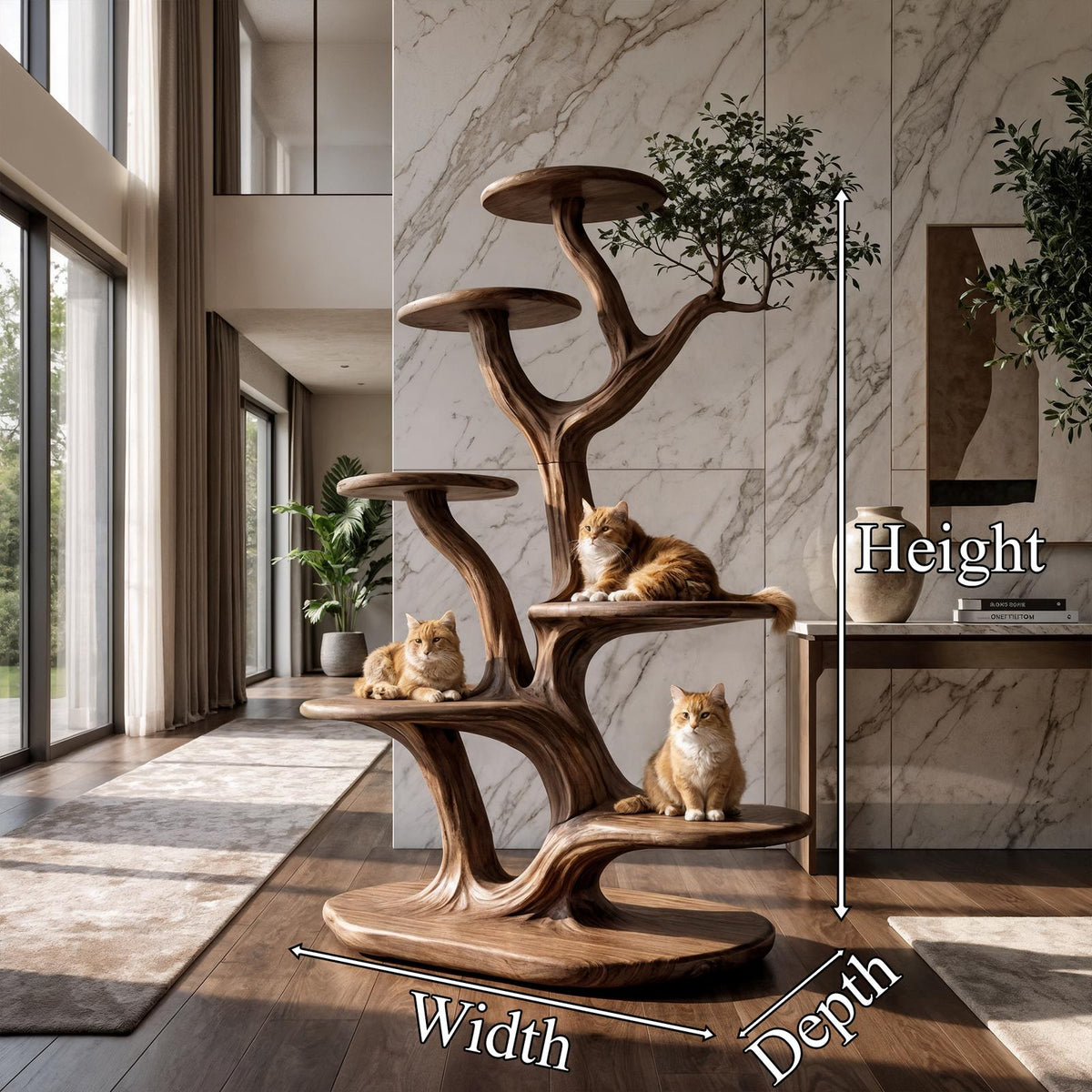 Rustic Tree Cat Play Tower Artistic Living Room SINLKITT077