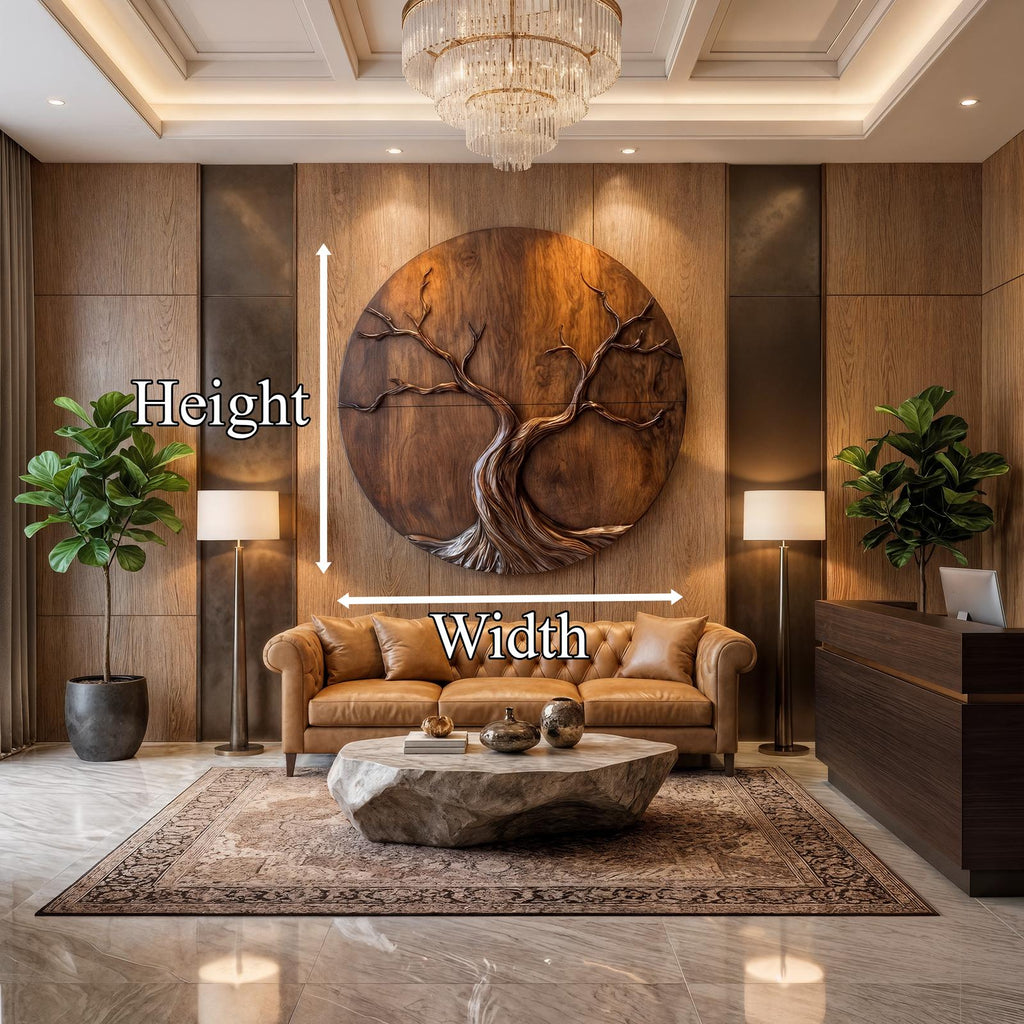 Round Tree Wall Decor, Circular Sculptural Wood Wall Art & Nature-Inspired Panel for Living Room
