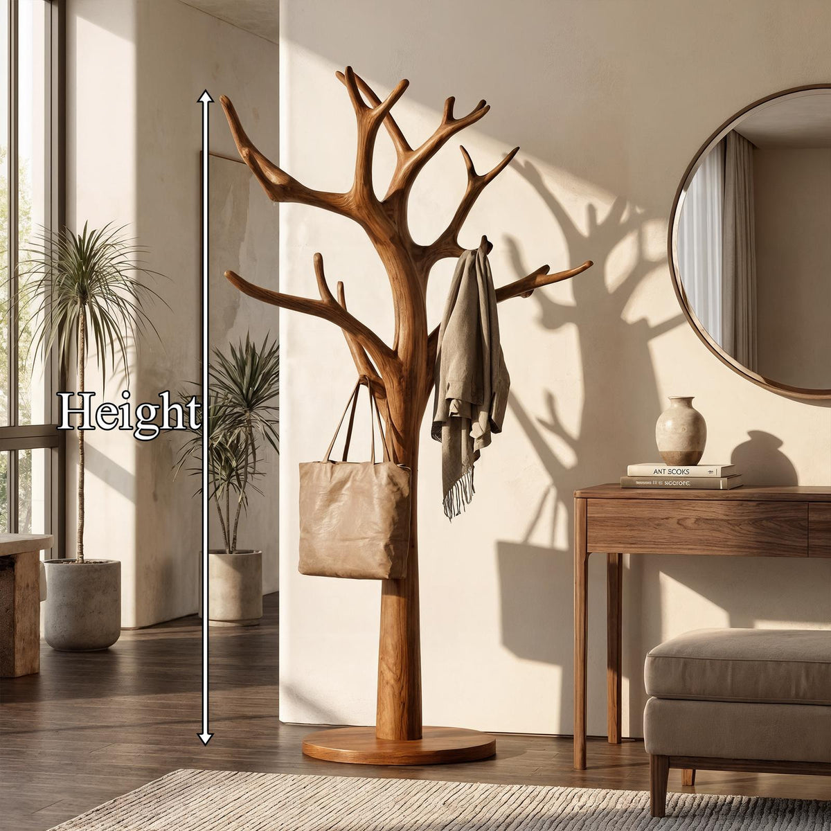 Rustic Tree Coat Stand Entryway Living Room Mudroom