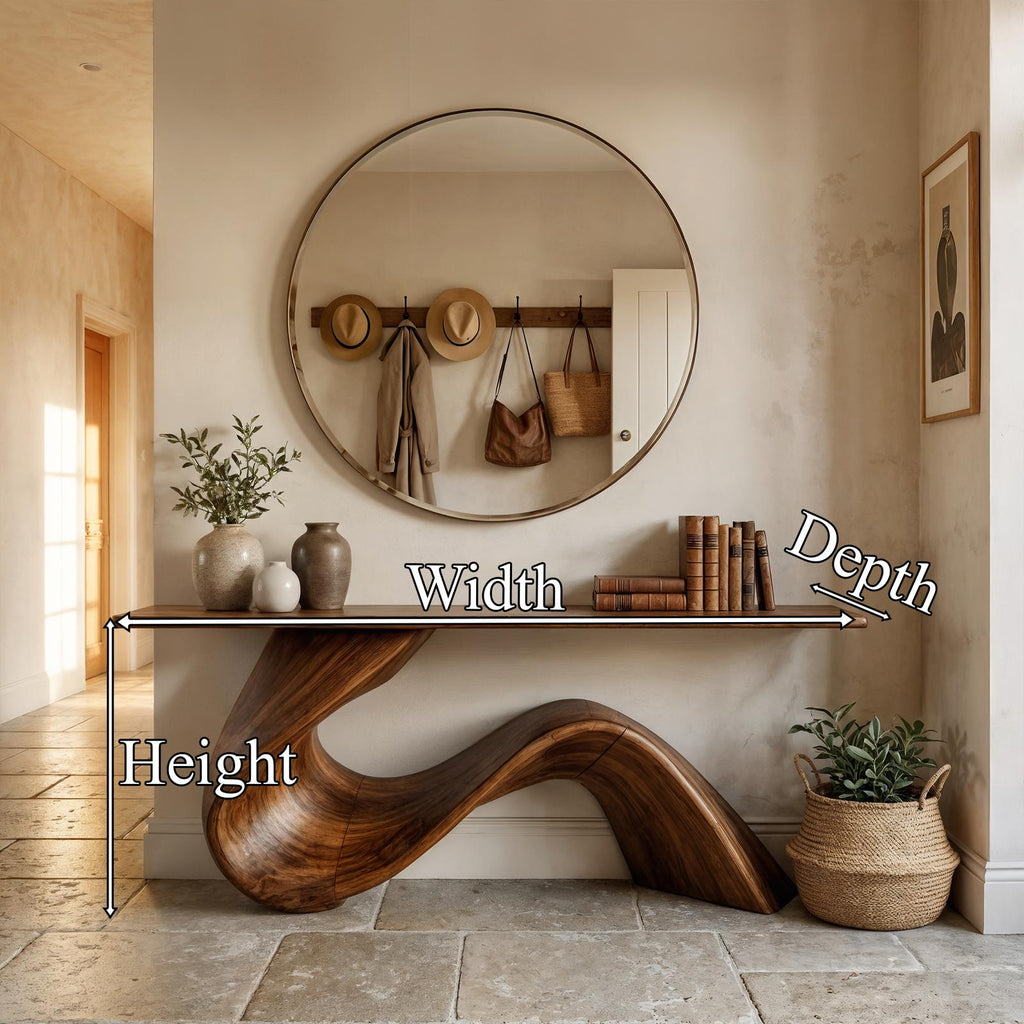 Elegant Flowing Wood Console Table Entryway Hallway Living Room