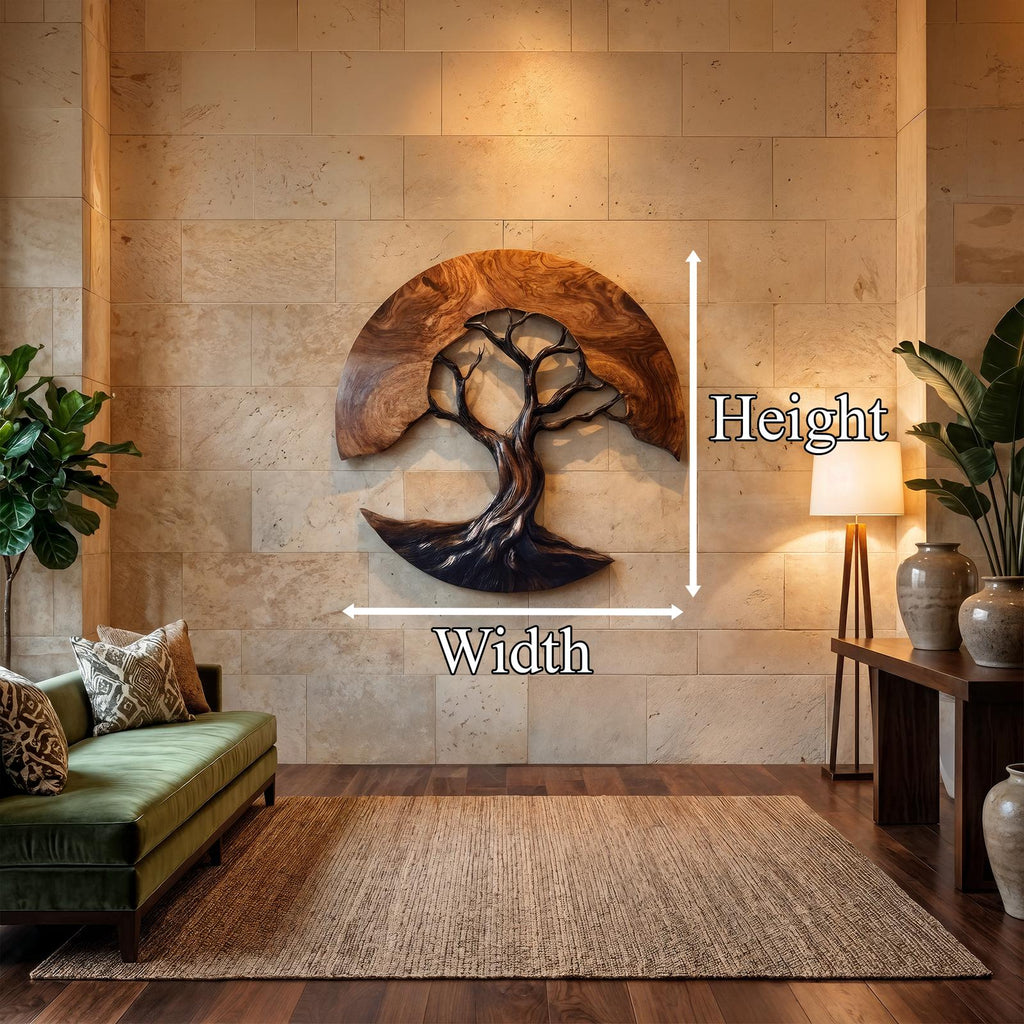 Contemporary Wooden Tree Wall Sculpture, Handcrafted Nature Hanging Art Decor for Living Room