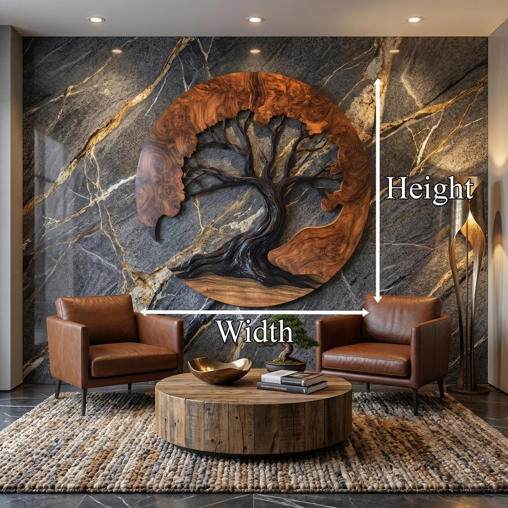 Sculptural Wooden Tree Wall Decor, 3D Hanging Branch Art Sculpture for Living Room & Bedroom