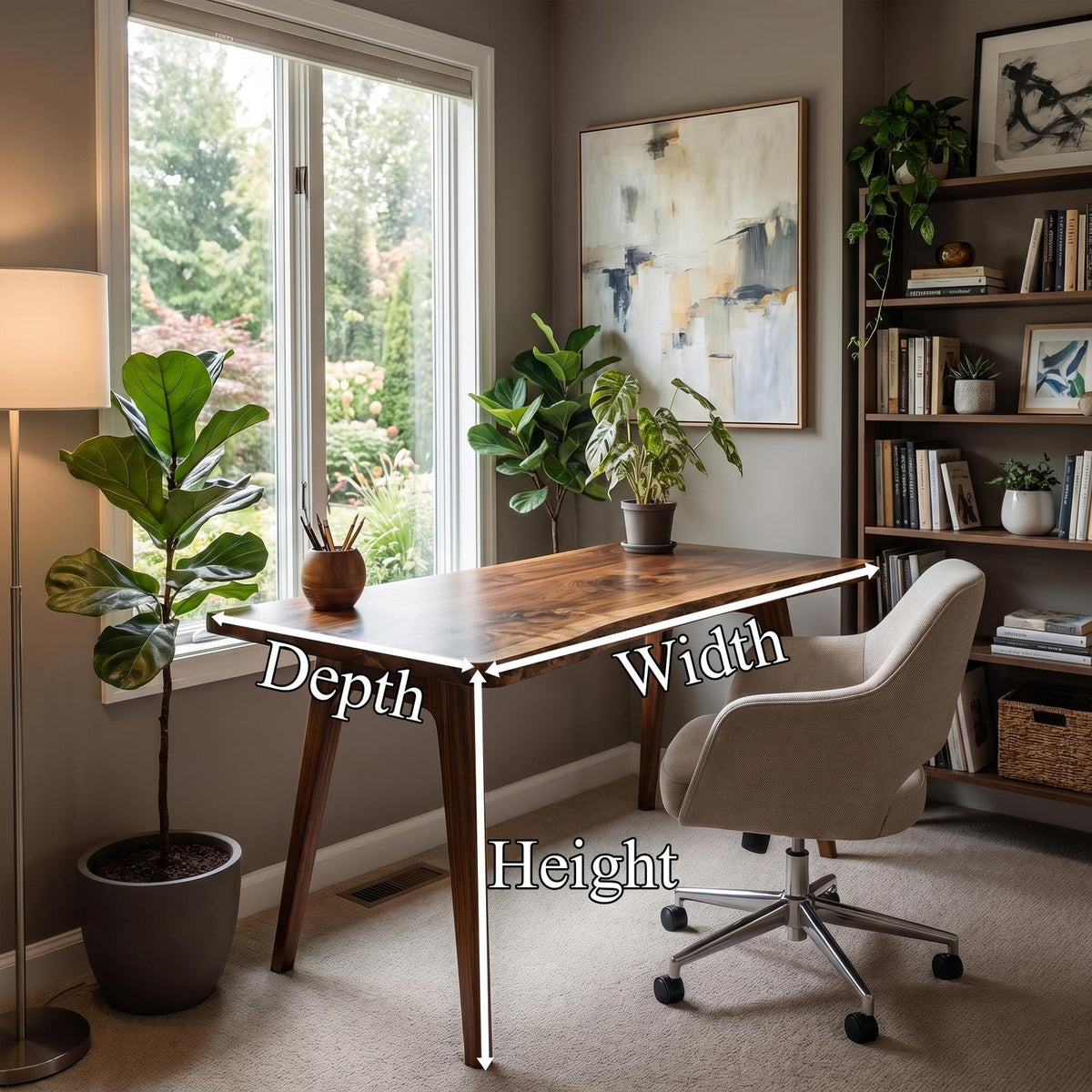 Rustic Solid Wood Desk, Handcrafted Computer Writing Table for Home Office & Study Room