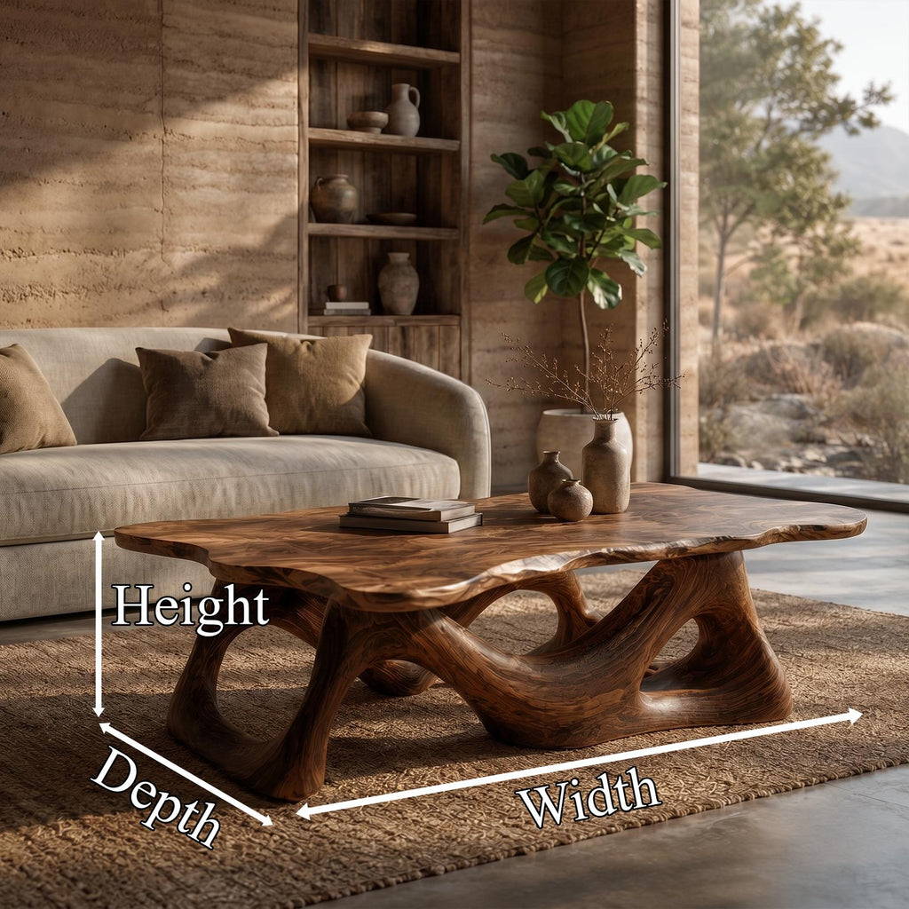 Nature Inspired Coffee Table Sculptural Ring Base For Living Room