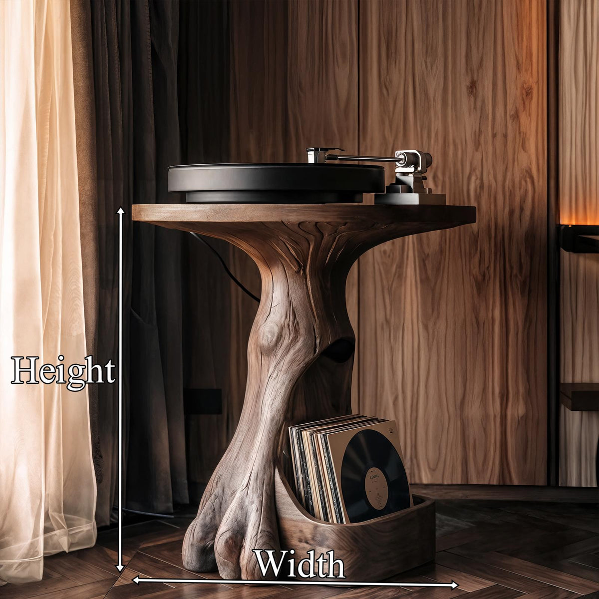 Modern Sculptural Tree Record Player Stand Vinyl Living Room