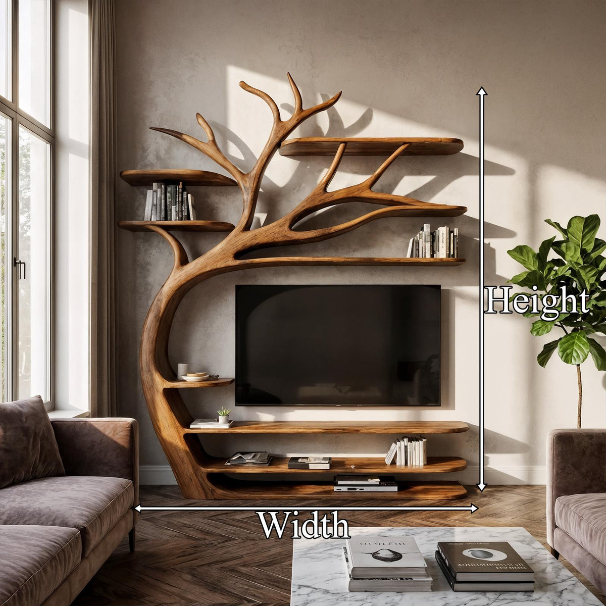 Rustic Artistic Tree TV Stand Bedroom Or Living Room Decor